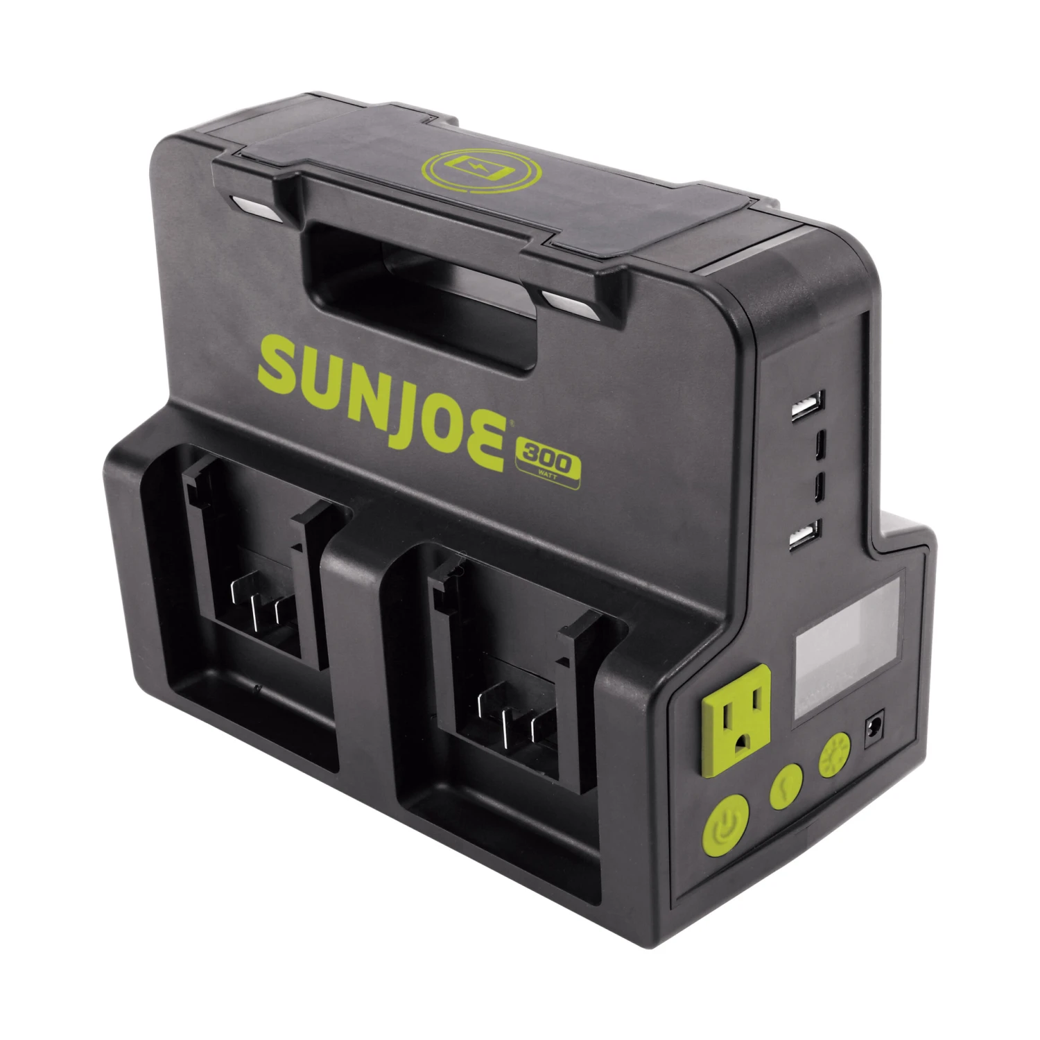 Sun Joe CERTIFIED AUTHENTIC 24V-300WI 24-Volt IONMAX Cordless Hot-Swap Powered Inverter Generator Power Station | W/ AC Adapter, 2.7-Amp AC Receptacle, 2x USB Type A, 2x USB Type C, 3 Watt LED Spotlight, 10-Watt Wireless Phone Charger | 320-Watt 3 Sun Joe CERTIFIED AUTHENTIC 24V-300WI 24-Volt IONMAX Cordless Hot-Swap Powered Inverter Generator Power Station | W/ AC Adapter, 2.7-Amp AC Receptacle, 2x USB Type A, 2x USB Type C, 3 Watt LED Spotlight, 10-Watt Wireless Phone Charger | 320-Watt