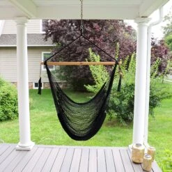 Bliss Hammocks BHC-412BLK Island Rope Hammock Chair W/ Spreader Bar & Hanging Hardware | 40-in. Wide | 265 Lb. Capacity (Black) 13 Bliss Hammocks BHC-412BLK Island Rope Hammock Chair W/ Spreader Bar & Hanging Hardware | 40-in. Wide | 265 Lb. Capacity (Black) -Lennox Bliss Store 3Y4A1067copy2