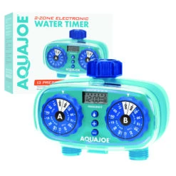 Aqua Joe AJ-ET2Z 2-Zone Electronic Water Timer | Customizable Programs | 2 Connections