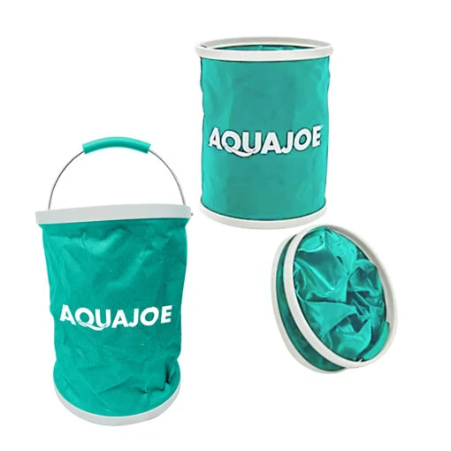 Aqua Joe AJ-FB3-TRQ Portable Folding Buckets | Set Of 3 | 3.4 Gallon (Turquoise) -Lennox Bliss Store AJ FB3 TRQ Trio
