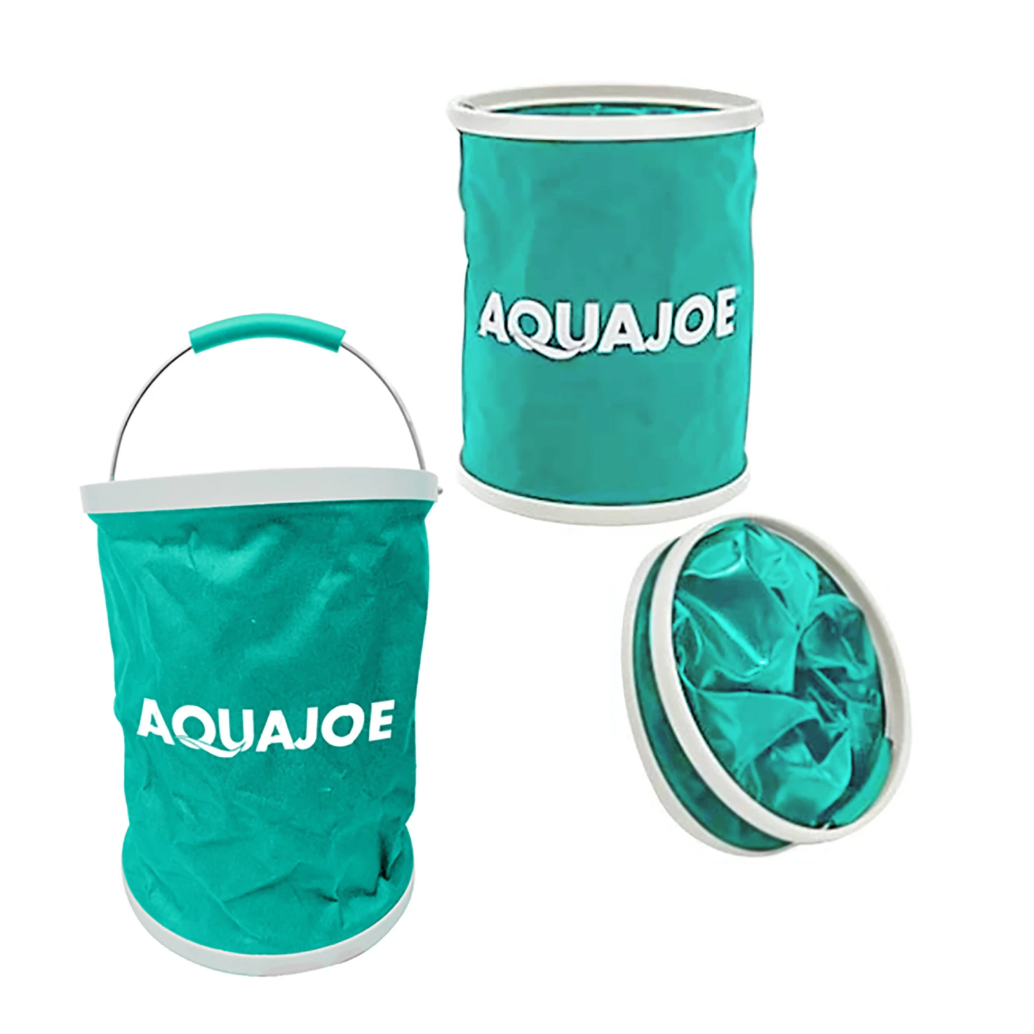 Aqua Joe AJ-FB3-TRQ Portable Folding Buckets | Set Of 3 | 3.4 Gallon (Turquoise) 3 Aqua Joe AJ-FB3-TRQ Portable Folding Buckets | Set Of 3 | 3.4 Gallon (Turquoise)