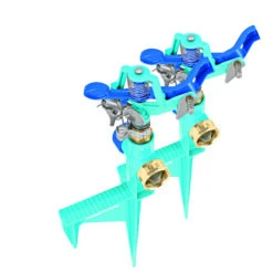 Aqua Joe AJ-ISH-2PK Indestructible Zinc Impulse 360° Sprinkler W/ Step Spike | Customizable Coverage | 1,400 Sq. Ft. Max Coverage | 2 Pack