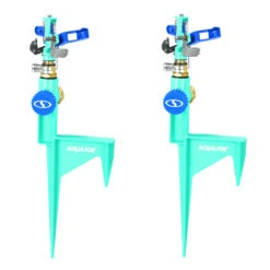 Aqua Joe AJ-ISH-2PK Indestructible Zinc Impulse 360° Sprinkler W/ Step Spike | Customizable Coverage | 1,400 Sq. Ft. Max Coverage | 2 Pack -Lennox Bliss Store AJ ISH 2PK 2 4