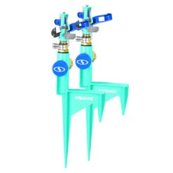 Aqua Joe AJ-ISH-2PK Indestructible Zinc Impulse 360° Sprinkler W/ Step Spike | Customizable Coverage | 1,400 Sq. Ft. Max Coverage | 2 Pack -Lennox Bliss Store AJ ISH 2PK 2copy4