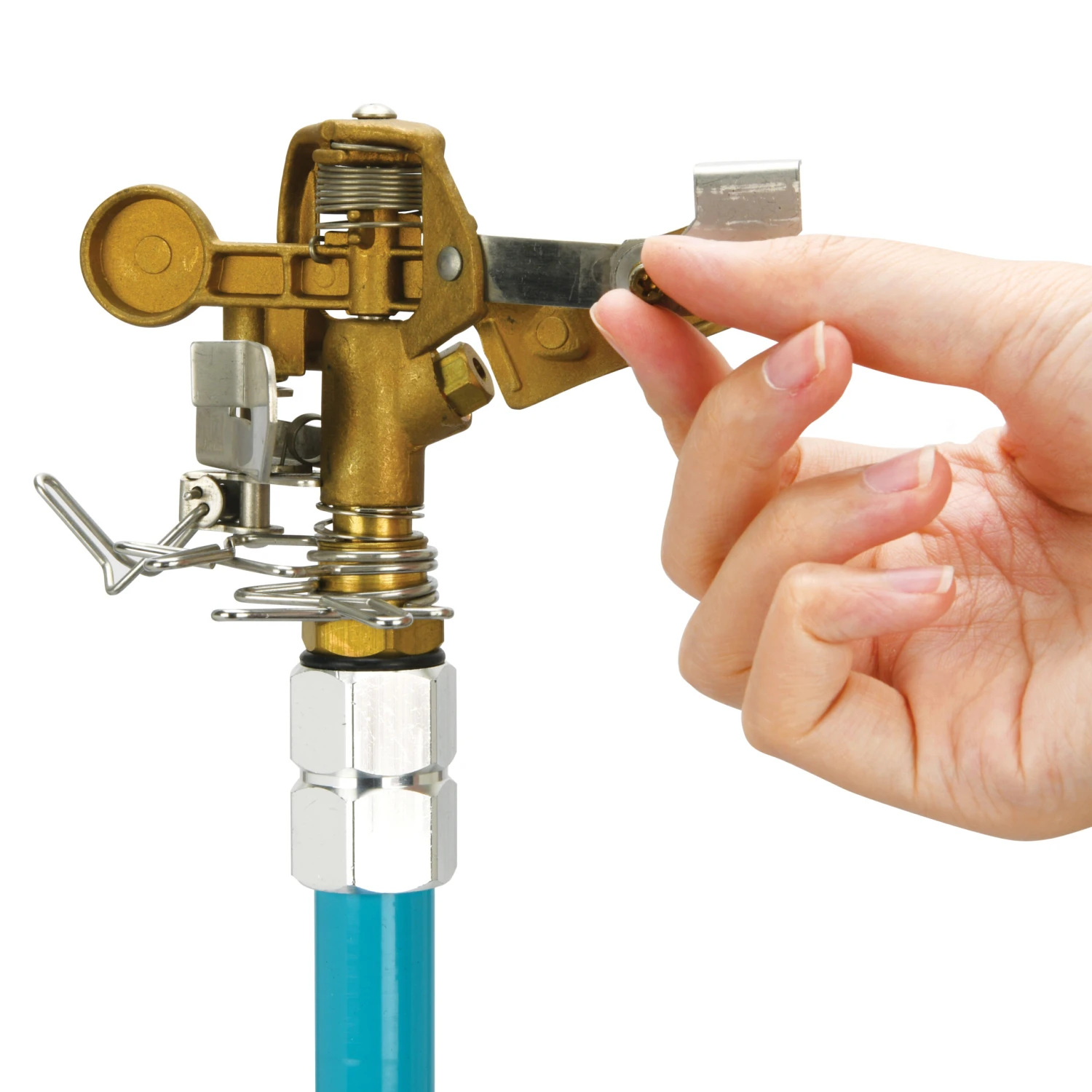 Aqua Joe AJ-IST39BM Indestructible Brass Impulse 360 Degree Sprinkler | Telescoping | 1390 Sq Ft Max Coverage 6 Aqua Joe AJ-IST39BM Indestructible Brass Impulse 360 Degree Sprinkler | Telescoping | 1390 Sq Ft Max Coverage - Image 4