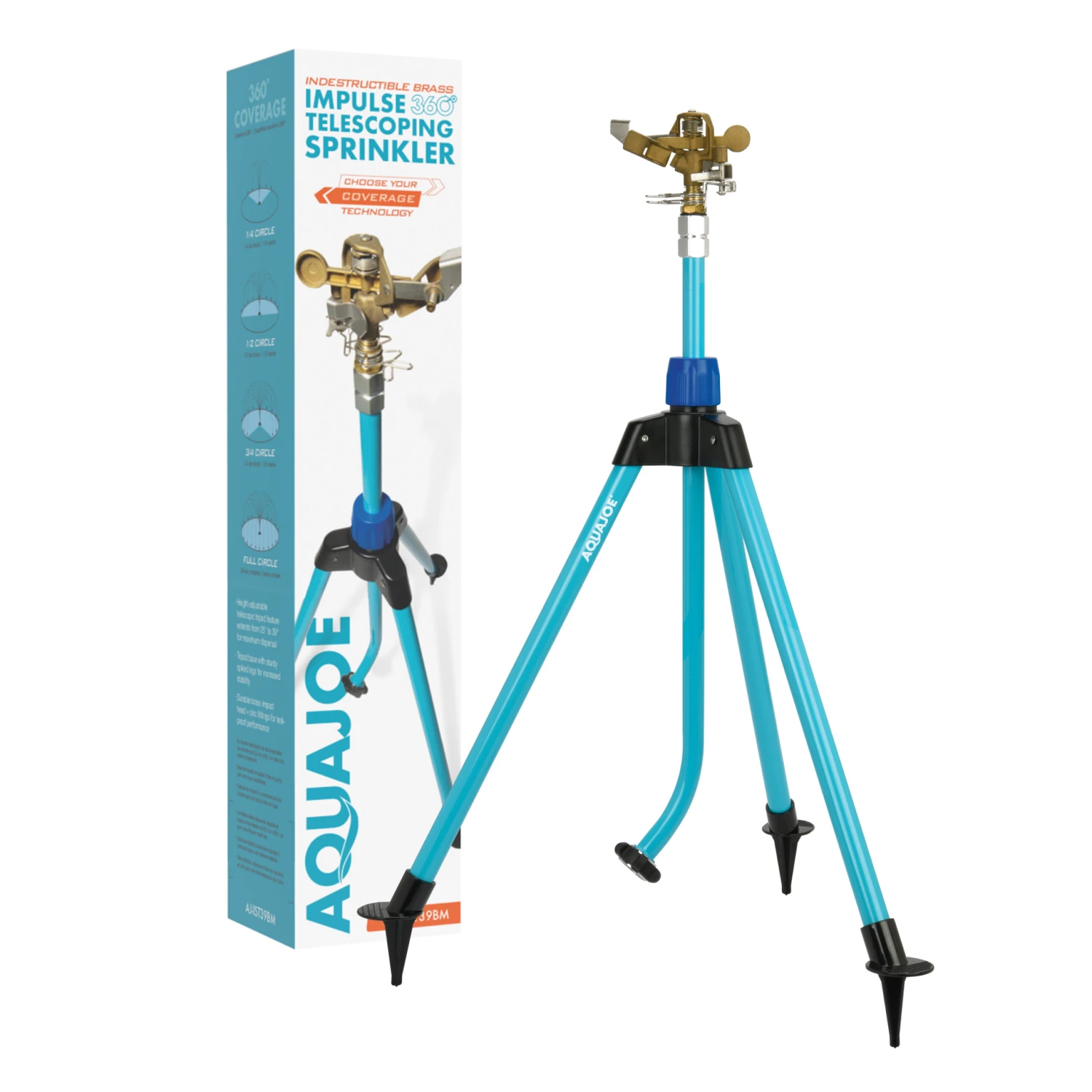 Aqua Joe AJ-IST39BM Indestructible Brass Impulse 360 Degree Sprinkler | Telescoping | 1390 Sq Ft Max Coverage 3 Aqua Joe AJ-IST39BM Indestructible Brass Impulse 360 Degree Sprinkler | Telescoping | 1390 Sq Ft Max Coverage