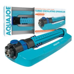 Aqua Joe AJ-OMS18-TRB Indestructible Metal Base Oscillating Sprinkler | Customizable Coverage | 4500 Sq Ft Max Coverage
