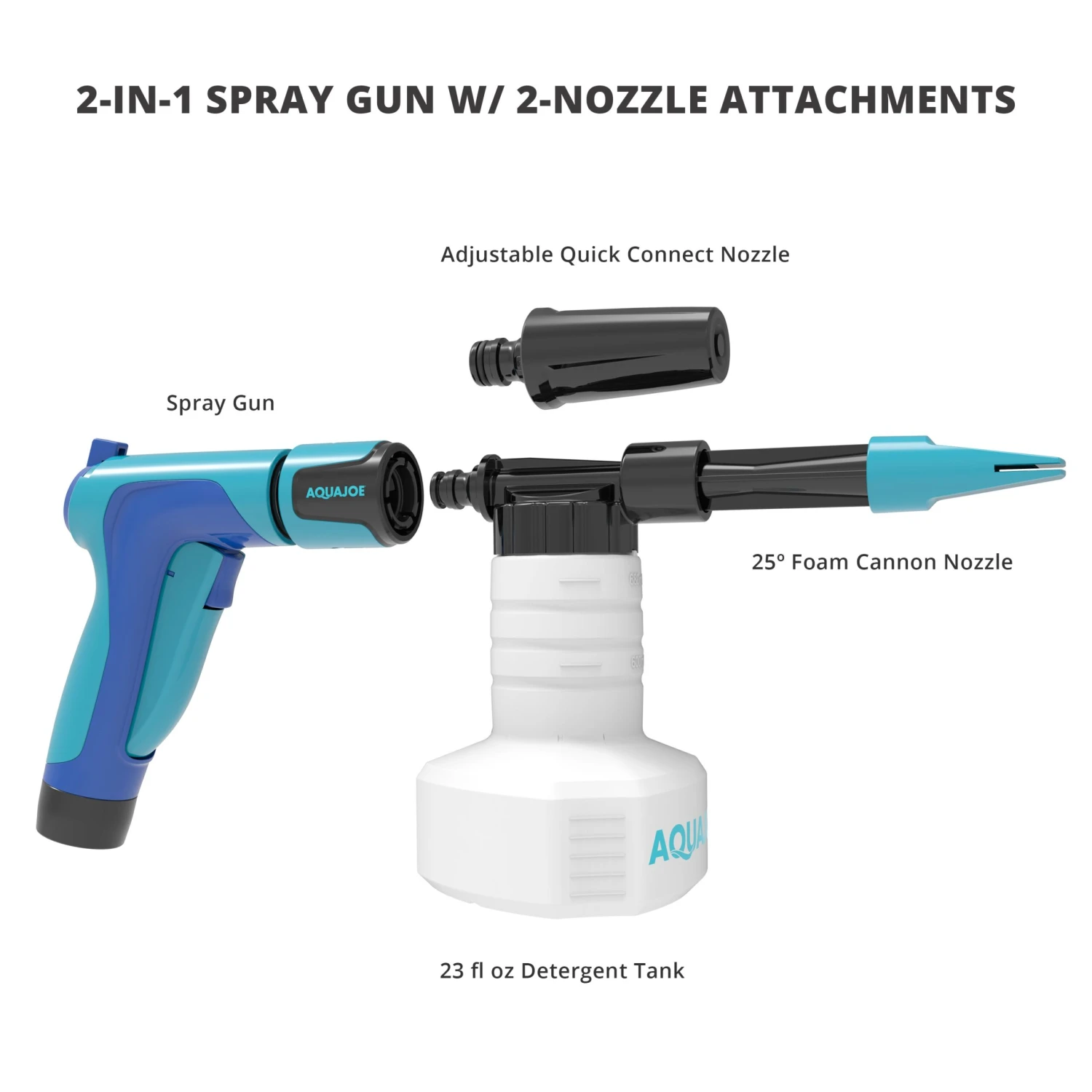 Aqua Joe AJ-SPXN 2-in-1 Hose-Powered Adjustable Foam Cannon Spray Gun Blaster With Spray Wash Quick-Connect To Any Garden Hose 7 Aqua Joe AJ-SPXN 2-in-1 Hose-Powered Adjustable Foam Cannon Spray Gun Blaster With Spray Wash Quick-Connect To Any Garden Hose - Image 5