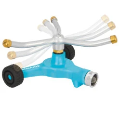 Aqua Joe AJ-TRSWB Indestructible 3-Arm Zinc Rotary 360° Sprinkler | Wheeled Base | 1,390 Sq. Ft. Max Coverage -Lennox Bliss Store AJ TRSWB image02