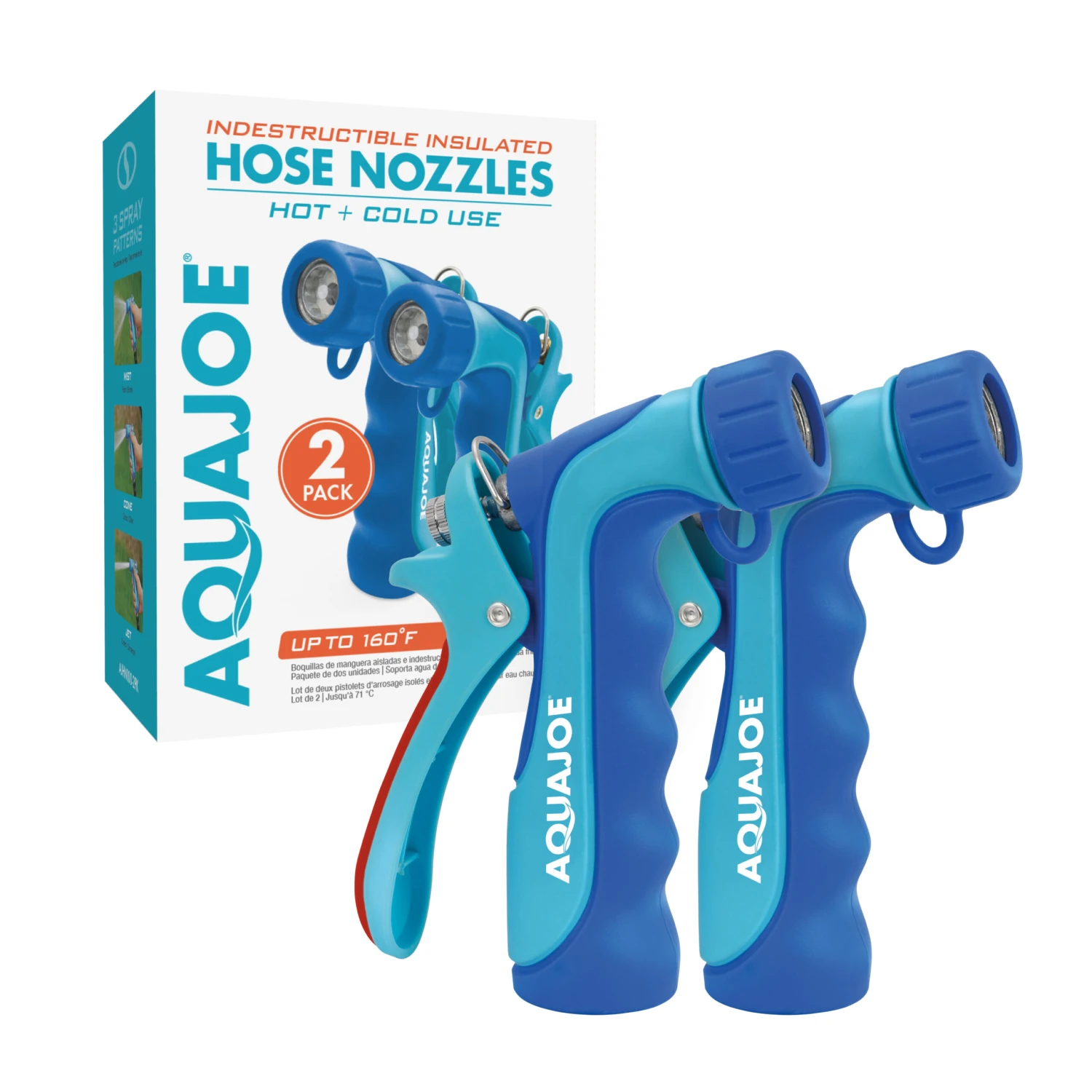 Aqua Joe AJHN100-2PK Indestructible Series Metal Insulated Nozzle | W/ Rubber Over Mold For Hot/Cold Use | 3-Spray Pattern | 2 Pack 3 Aqua Joe AJHN100-2PK Indestructible Series Metal Insulated Nozzle | W/ Rubber Over Mold For Hot/Cold Use | 3-Spray Pattern | 2 Pack