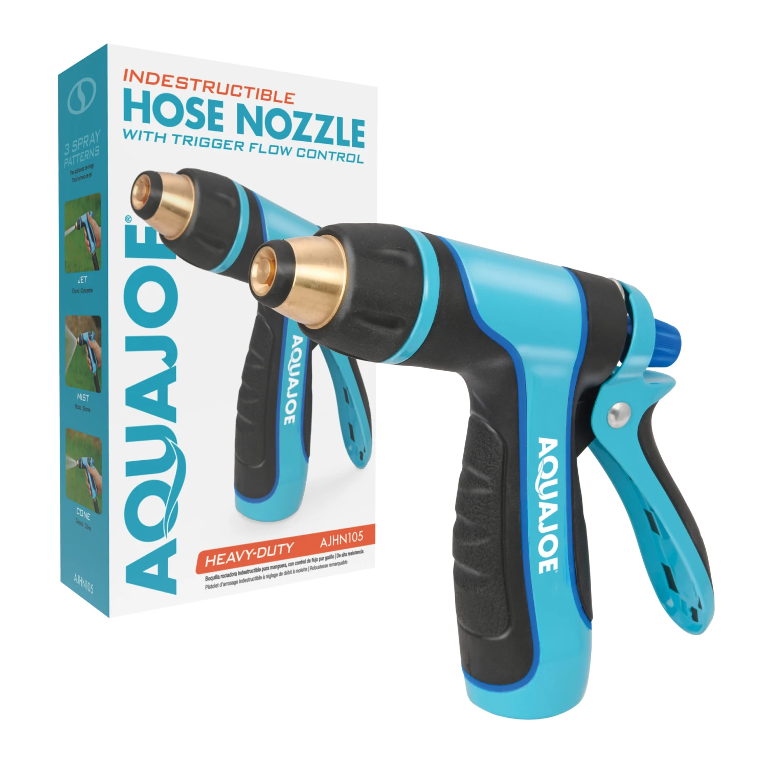 Aqua Joe AJHN105 Indestructible Multi-Function Adjustable Hose Nozzle | Trigger Flow Control | 3 Selectable Settings 3 Aqua Joe AJHN105 Indestructible Multi-Function Adjustable Hose Nozzle | Trigger Flow Control | 3 Selectable Settings