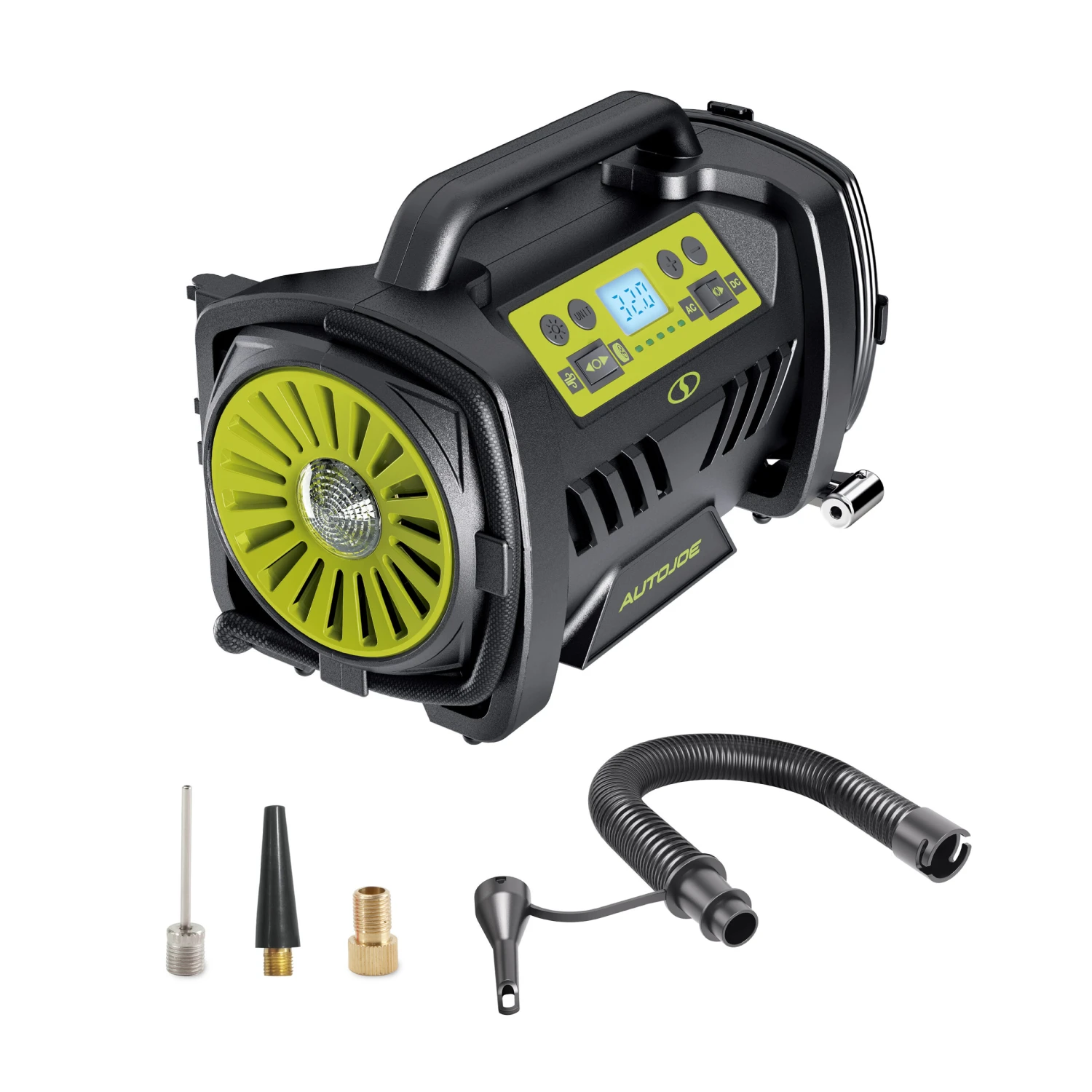 Auto Joe ATJ-AIR1-HYB Hybrid 12-Volt/120-Volt AC High Volume Tire Inflator/Deflator | W/ Digital Pressure Gauge, Tire Air Chuck Adaptor, Sports Pin, General Inflatable Valve, & Auto Shut Off | High Volume Output/Input 3 Auto Joe ATJ-AIR1-HYB Hybrid 12-Volt/120-Volt AC High Volume Tire Inflator/Deflator | W/ Digital Pressure Gauge, Tire Air Chuck Adaptor, Sports Pin, General Inflatable Valve, & Auto Shut Off | High Volume Output/Input