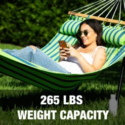 Bliss Hammocks BH-404D Caribbean Hammock W/ Pillow & Hanging Hardware | 48-in. Wide | 265 Lb. Capacity (Mediterranean) -Lennox Bliss Store BH 404D PDPImages5
