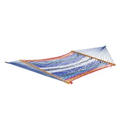 Bliss Hammocks BH-409M Multi-Color Rope Hammock W/ Spreader Bars & Hanging Hardware | 55-in. Wide | 450 Lb. Capacity