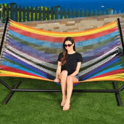 Bliss Hammocks BH-409M Multi-Color Rope Hammock W/ Spreader Bars & Hanging Hardware | 55-in. Wide | 450 Lb. Capacity 11 Bliss Hammocks BH-409M Multi-Color Rope Hammock W/ Spreader Bars & Hanging Hardware | 55-in. Wide | 450 Lb. Capacity -Lennox Bliss Store BH 409M LS 2 sm 41293