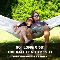 Bliss Hammocks BH-415 Weekender Deluxe 2-Person Hammock W/ Spreader Bars & Hanging Hardware | 55-in. Wide | 450 Lb. Capacity -Lennox Bliss Store BH 415 167 Copy