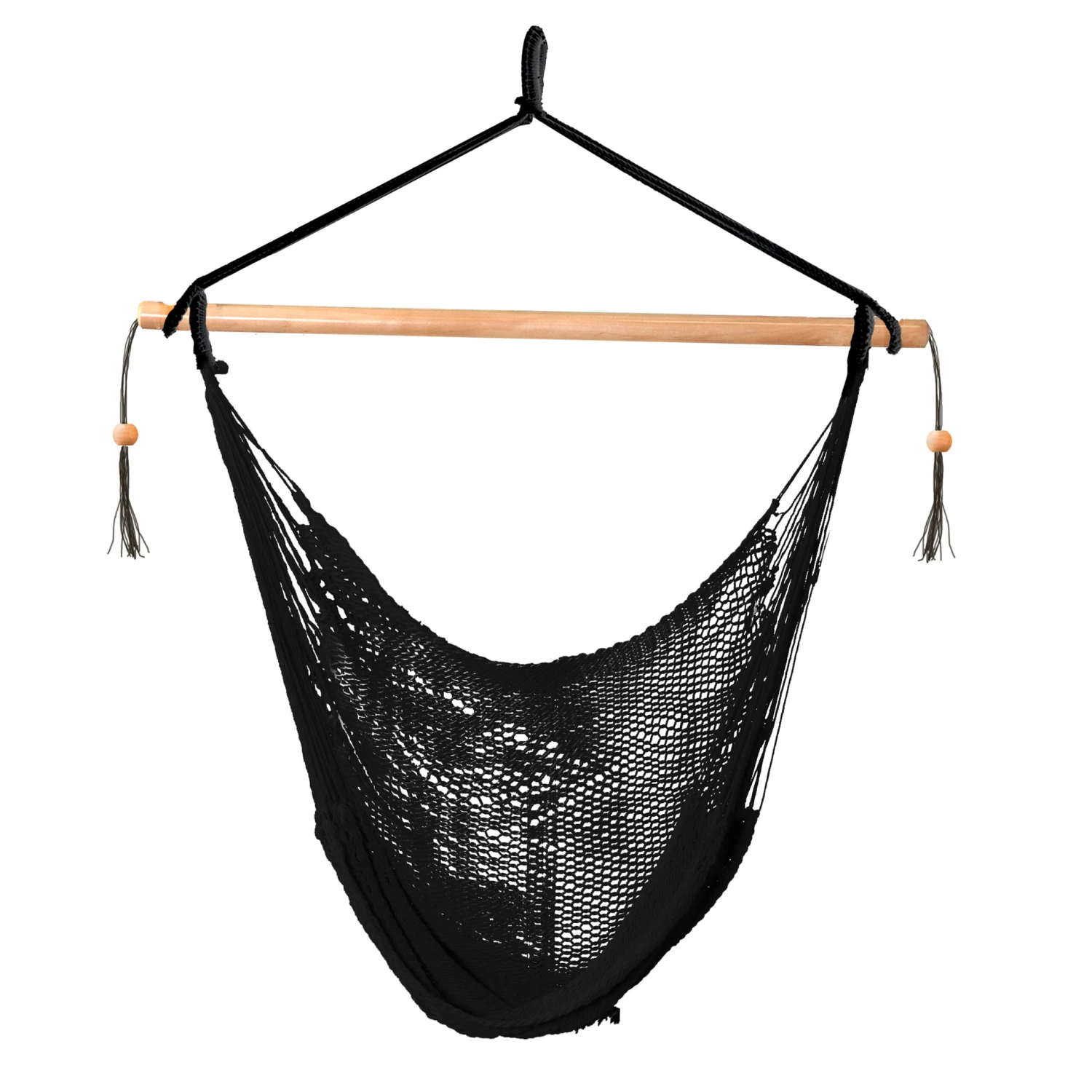 Bliss Hammocks BHC-412BLK Island Rope Hammock Chair W/ Spreader Bar & Hanging Hardware | 40-in. Wide | 265 Lb. Capacity (Black) 4 Bliss Hammocks BHC-412BLK Island Rope Hammock Chair W/ Spreader Bar & Hanging Hardware | 40-in. Wide | 265 Lb. Capacity (Black) - Image 2