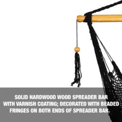 Bliss Hammocks BHC-412BLK Island Rope Hammock Chair W/ Spreader Bar & Hanging Hardware | 40-in. Wide | 265 Lb. Capacity (Black) 11 Bliss Hammocks BHC-412BLK Island Rope Hammock Chair W/ Spreader Bar & Hanging Hardware | 40-in. Wide | 265 Lb. Capacity (Black) -Lennox Bliss Store BHC 412BLK PDPImage01
