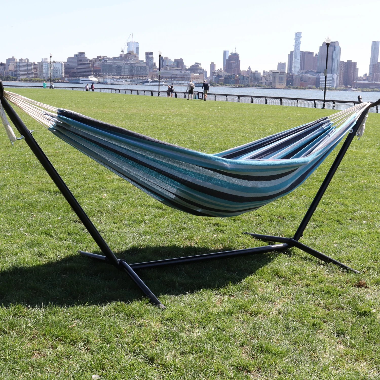 Bliss Hammocks BHST-401-NS Hammock & Built-in Stand W/ Carrying Case & Hanging Hardware | 60-in. Wide | 400 Lb. Capacity (Nautical Stripe) 8 Bliss Hammocks BHST-401-NS Hammock & Built-in Stand W/ Carrying Case & Hanging Hardware | 60-in. Wide | 400 Lb. Capacity (Nautical Stripe) - Image 7