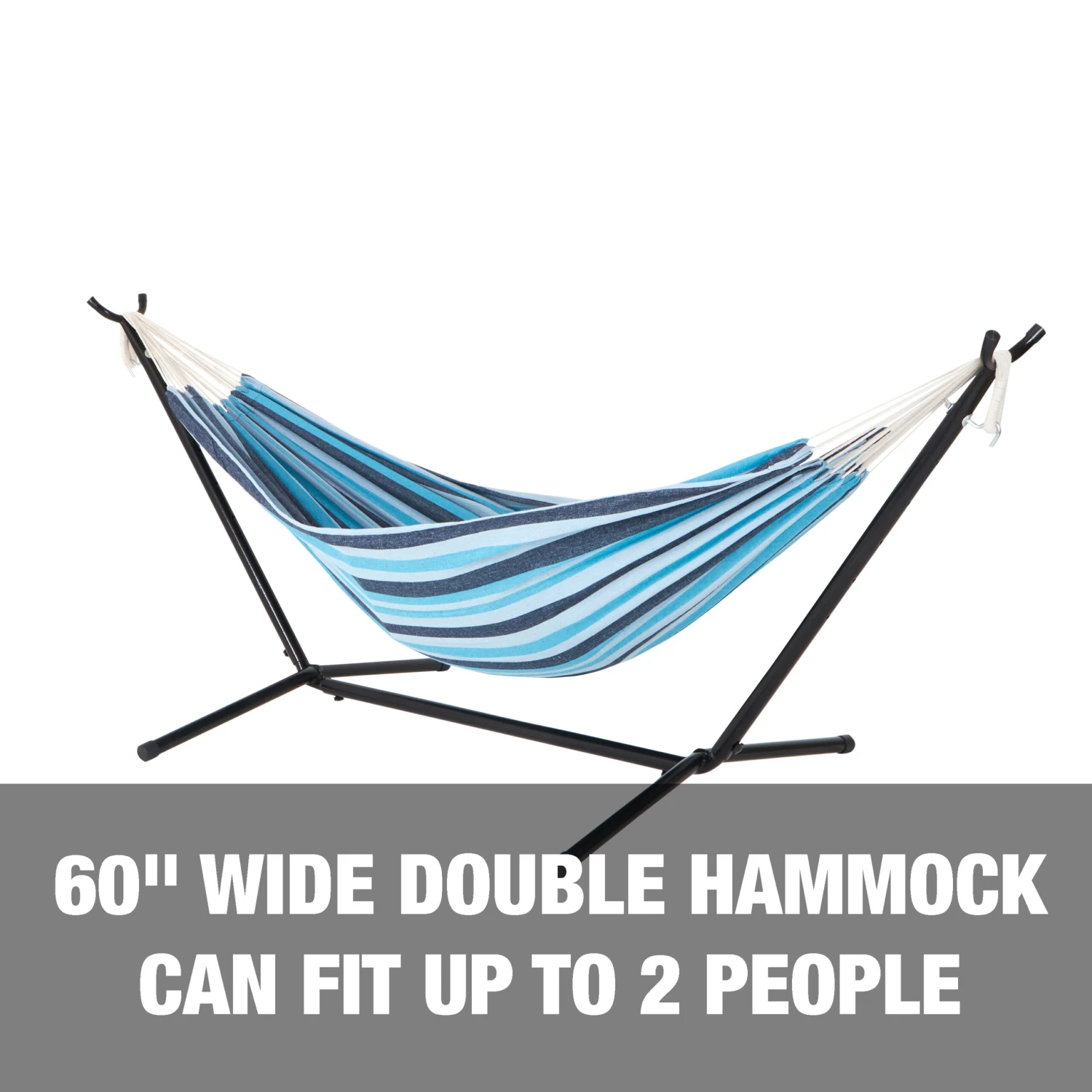 Bliss Hammocks BHST-401-NS Hammock & Built-in Stand W/ Carrying Case & Hanging Hardware | 60-in. Wide | 400 Lb. Capacity (Nautical Stripe) 4 Bliss Hammocks BHST-401-NS Hammock & Built-in Stand W/ Carrying Case & Hanging Hardware | 60-in. Wide | 400 Lb. Capacity (Nautical Stripe) - Image 3
