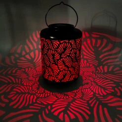 Bliss Outdoors BSL-308-WH Solar LED Lantern W/ Banana Leaf Design & Hand Painted Finish | 12-in. Tall | Waterproof IP44 (White) -Lennox Bliss Store BSL 308 LightView3B