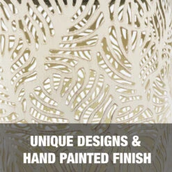 Bliss Outdoors BSL-308-WH Solar LED Lantern W/ Banana Leaf Design & Hand Painted Finish | 12-in. Tall | Waterproof IP44 (White) -Lennox Bliss Store BSL 308 WH PDP3