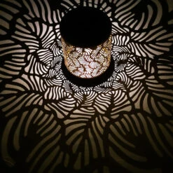 Bliss Outdoors BSL-308-WH Solar LED Lantern W/ Banana Leaf Design & Hand Painted Finish | 12-in. Tall | Waterproof IP44 (White) -Lennox Bliss Store BSL 308LightView1A