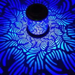 Bliss Outdoors BSL-308-WH Solar LED Lantern W/ Banana Leaf Design & Hand Painted Finish | 12-in. Tall | Waterproof IP44 (White) -Lennox Bliss Store BSL 308LightView3A