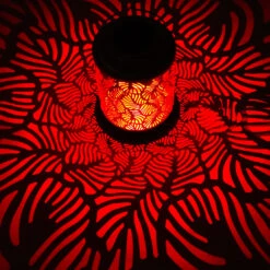 Bliss Outdoors BSL-308-WH Solar LED Lantern W/ Banana Leaf Design & Hand Painted Finish | 12-in. Tall | Waterproof IP44 (White) -Lennox Bliss Store BSL 308LightView4A