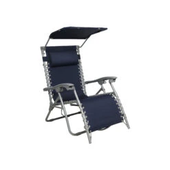 Bliss Hammocks GBC-026-NVY Gravity Free Beach Chair W/ Pillow & Canopy | 26-in. Wide | Weather & Rust Resistant | 300 Lb. Capacity (Navy)