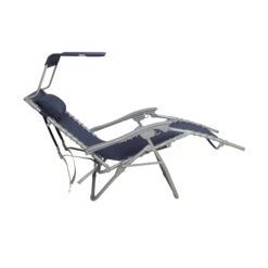 Bliss Hammocks GBC-026-NVY Gravity Free Beach Chair W/ Pillow & Canopy | 26-in. Wide | Weather & Rust Resistant | 300 Lb. Capacity (Navy) -Lennox Bliss Store GBC 026 NVY Image3332