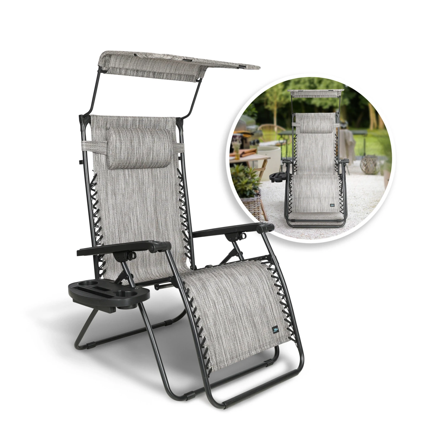 Bliss Hammocks GFC-451WP Gravity Free Chair W/ Canopy , Drink Tray, & Pillow | 30-in. Wide XL | Weather & Rust Resistant | 360 Lb. Capacity 3 Bliss Hammocks GFC-451WP Gravity Free Chair W/ Canopy , Drink Tray, & Pillow | 30-in. Wide XL | Weather & Rust Resistant | 360 Lb. Capacity