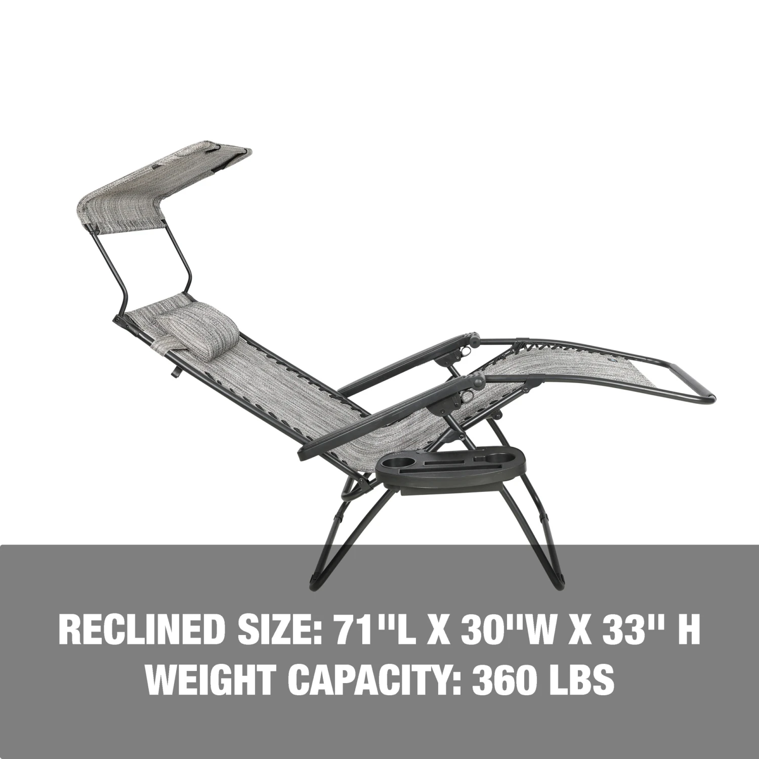 Bliss Hammocks GFC-451WP Gravity Free Chair W/ Canopy , Drink Tray, & Pillow | 30-in. Wide XL | Weather & Rust Resistant | 360 Lb. Capacity 6 Bliss Hammocks GFC-451WP Gravity Free Chair W/ Canopy , Drink Tray, & Pillow | 30-in. Wide XL | Weather & Rust Resistant | 360 Lb. Capacity - Image 4