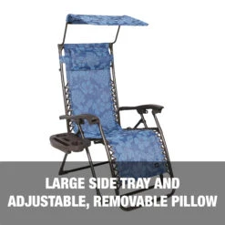 Bliss Hammocks GFC-465BF Gravity Free Chair W/ Canopy, Pillow, & Drink Tray | 26-in. Wide | Weather & Rust Resistant | 300 Lb. Capacity -Lennox Bliss Store GFC 465BF PDPImage2