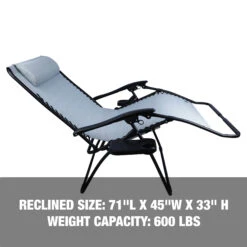 Bliss Hammocks GFC-497DGRY Extra Wide 2-Person Gravity Free Chair W/ Pillow & Drink Trays | 45-in. Wide | Weather & Rust Resistant | 600 Lb. Capacity (Gray) -Lennox Bliss Store GFC 497DGRY PDPImages02