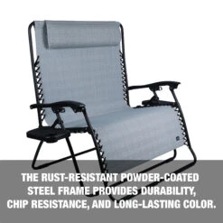 Bliss Hammocks GFC-497DGRY Extra Wide 2-Person Gravity Free Chair W/ Pillow & Drink Trays | 45-in. Wide | Weather & Rust Resistant | 600 Lb. Capacity (Gray) -Lennox Bliss Store GFC 497DGRY PDPImages04
