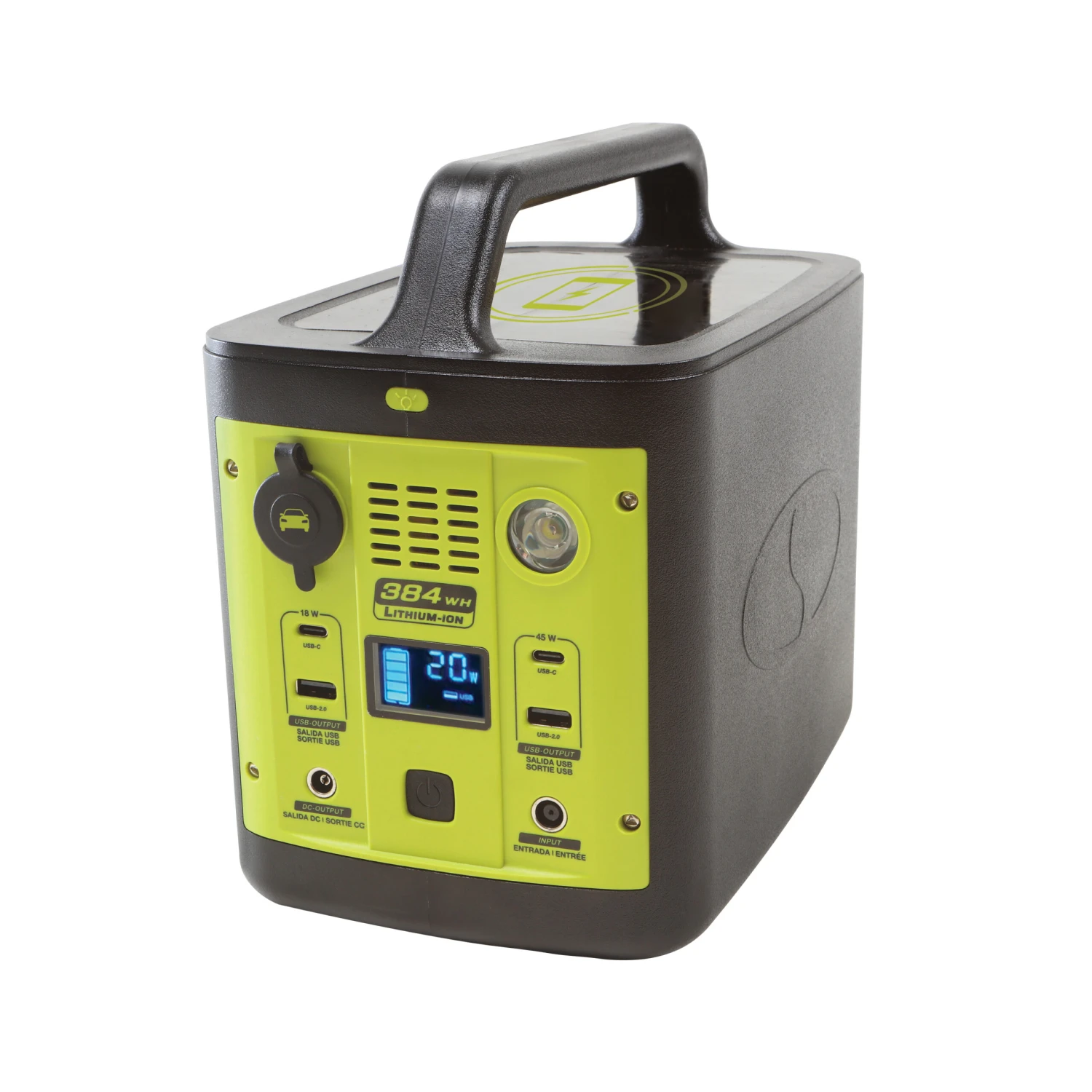 Sun Joe PPG400 384WH 6-Amp Portable Power Generator Station | W/ 1/110v 2.5-Amp Pure Sine AC Outlet, Wireless Charging, 1/5-V USB Type A, 2/5-V USB Type C, 1/10-Amp 12-V DC, LED Light, LCD Display 12 Sun Joe PPG400 384WH 6-Amp Portable Power Generator Station | W/ 1/110v 2.5-Amp Pure Sine AC Outlet, Wireless Charging, 1/5-V USB Type A, 2/5-V USB Type C, 1/10-Amp 12-V DC, LED Light, LCD Display - Image 10