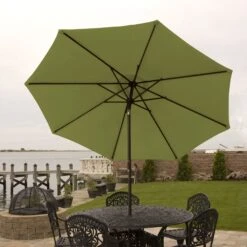Bliss Outdoors UMB-201GR Patio Umbrella W/ Aluminum Pole & Push Button Tilt | 9-Foot Canopy | Color Fade & Water Resistant | 1.5-in. Pole Diameter (Green) -Lennox Bliss Store UMB 201GR lifestyle 3000x3000