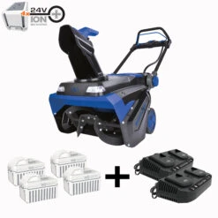 Snow Joe 24V-X4-SB21 96-Volt* MAX IONMAX Cordless Brushless Single-Stage Snow Blower | 21-inch | W/ 4 X 12.0-Ah Batteries + 2 X Dual Port Chargers