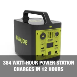 Sun Joe PPG400 384WH 6-Amp Portable Power Generator Station | W/ 1/110v 2.5-Amp Pure Sine AC Outlet, Wireless Charging, 1/5-V USB Type A, 2/5-V USB Type C, 1/10-Amp 12-V DC, LED Light, LCD Display 21 Sun Joe PPG400 384WH 6-Amp Portable Power Generator Station | W/ 1/110v 2.5-Amp Pure Sine AC Outlet, Wireless Charging, 1/5-V USB Type A, 2/5-V USB Type C, 1/10-Amp 12-V DC, LED Light, LCD Display -Lennox Bliss Store sgtbsgsa